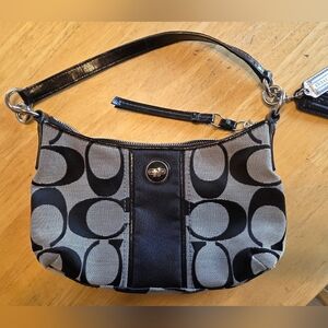 Coach Signature Black and Gray Shoulder Bag Y2K 90's GUC
